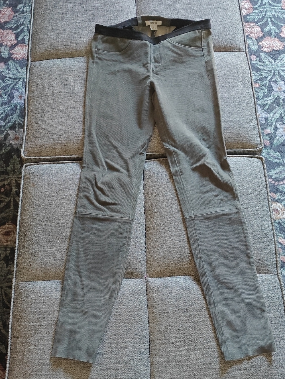 Helmut Lang Olive Skinny Ponte Pull-On Pants